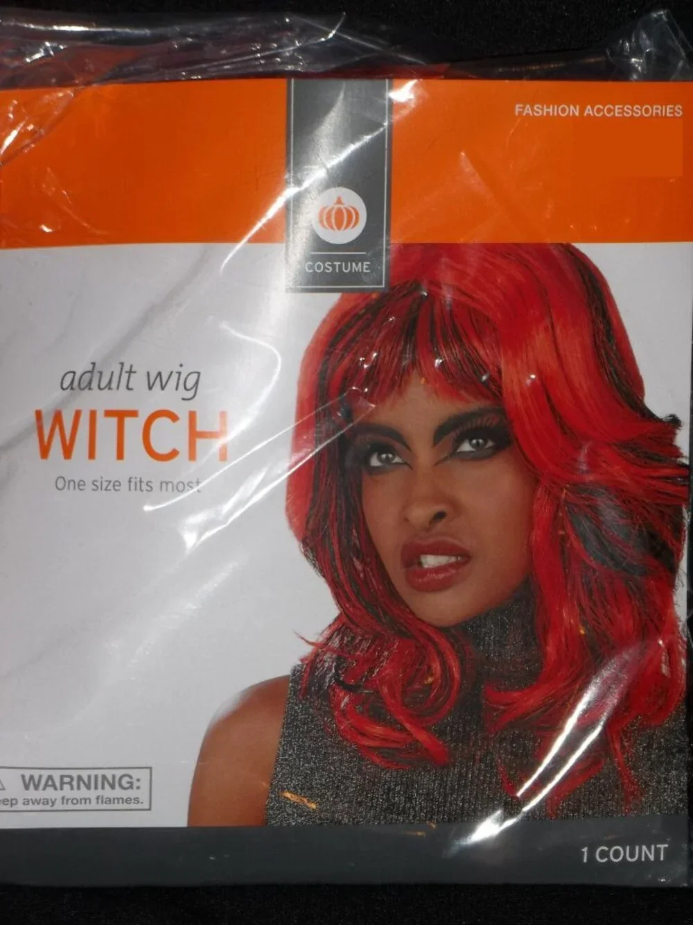 Halloween Costume Adult Red Black Witch Wig Theater Witches Gothic Redhead Bangs